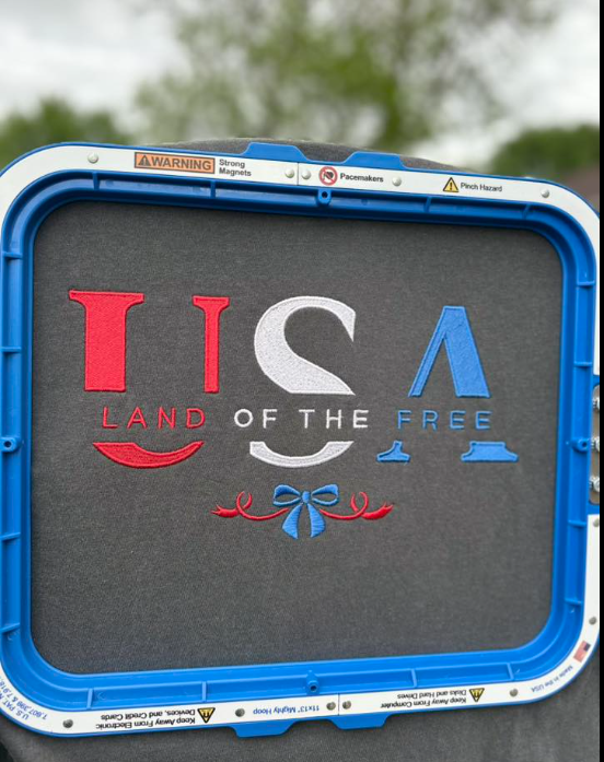 LAND OF THE FREE USA EMBROIDERED COMFORT COLOR TEE