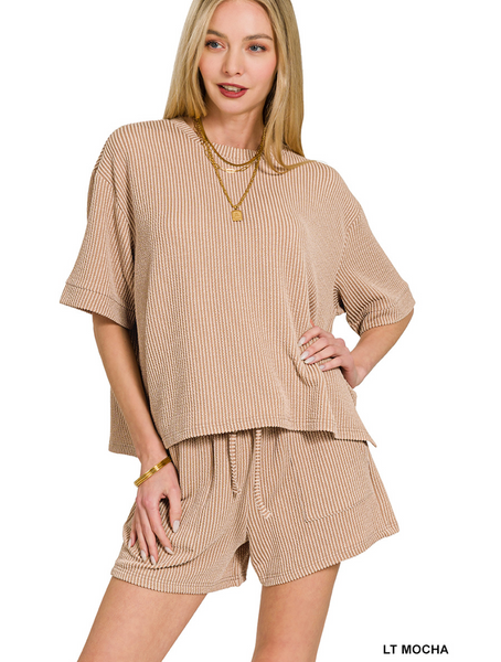 CORDED RIB SHORT SLEEVE TEE & SHORT PANTS SET