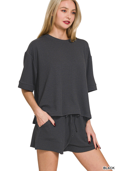 CORDED RIB SHORT SLEEVE TEE & SHORT PANTS SET