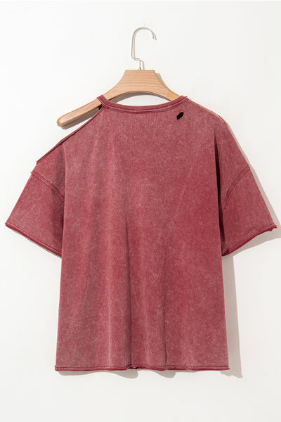One Shoulder Half Sleeve Oversized Tunic T Shirt