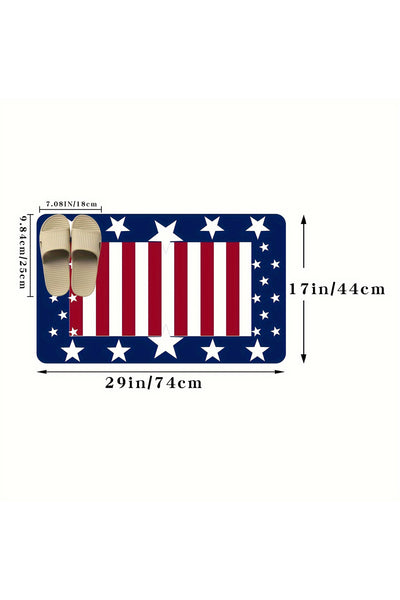 Dark Blue American Flag Inspired Fashion Entryway Mat
