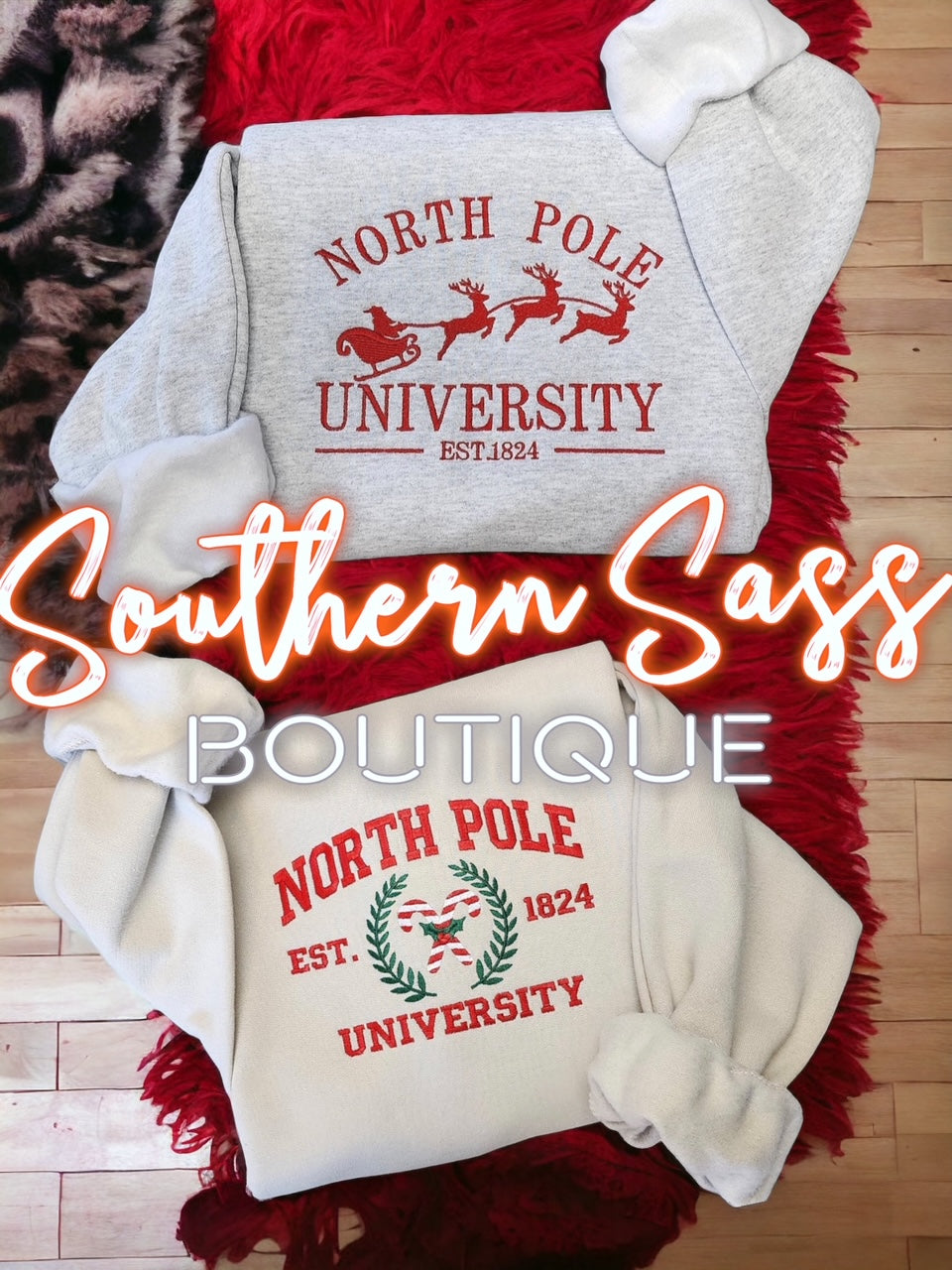 NORTH POLE UNIVERSITY FULLY EMBROIDERED SWEATSHIRT - 2 OPTIONS