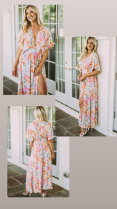 Tropical Floral Rouched Dress