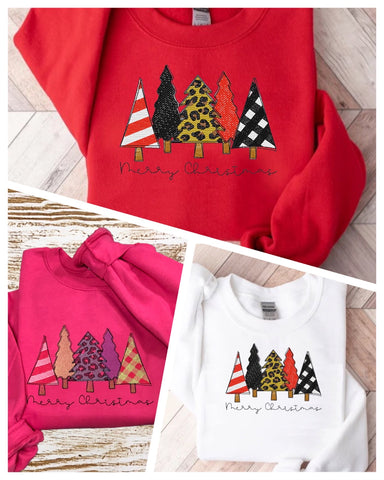 CHRISTMAS TREE SKETCH EMBROIDERED SWEATSHIRT