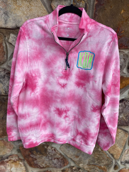 CHARLES RIVER PINK TIE DYE PULLOVER - 2 COLOR MANSION FONT-- *FREE EMBROIDERY*