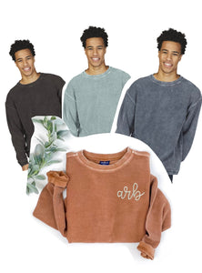 CORDED SWEATSHIRTS WITH FREE EMBROIDERY