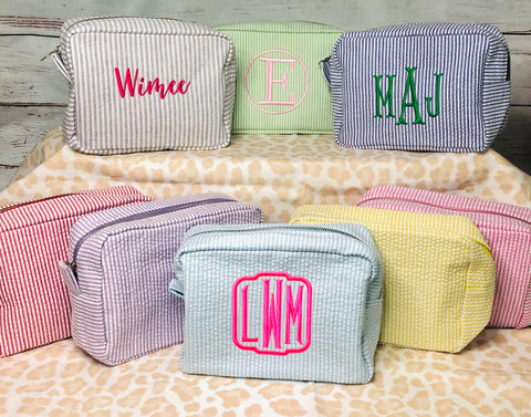 SEER SUCKER COSMETIC BAGS