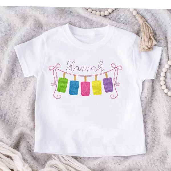 POPSICLE LINE WITH NAILS OR BOWS TSHIRT --TODDLER & YOUTH