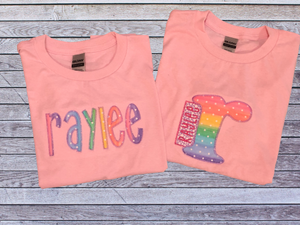 GIRLS RAINBOW NAME OR INITIAL TSHIRT - TODDLER AND YOUTH