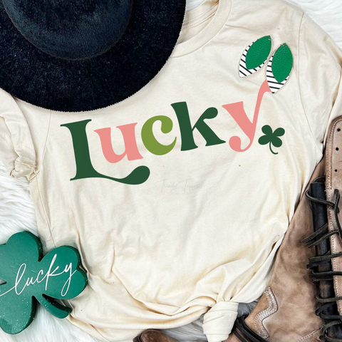 LUCKY WITH MULTICOLORED LETTERS