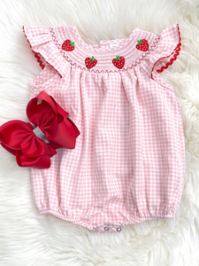 STRAWBERRY SMOCK RED OUTFIT FOR BABIES