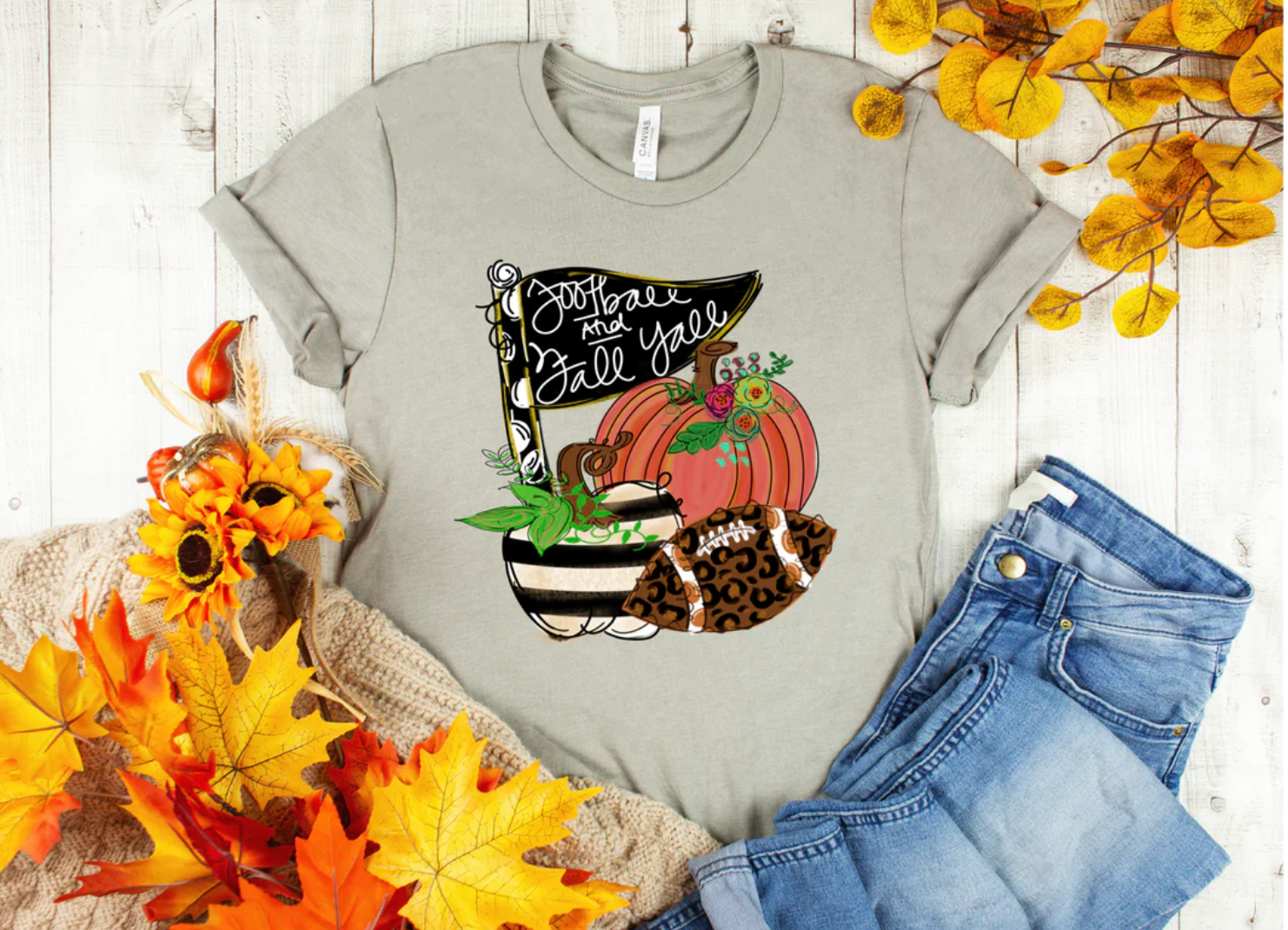 Football And Fall Y'all Graphic Tee