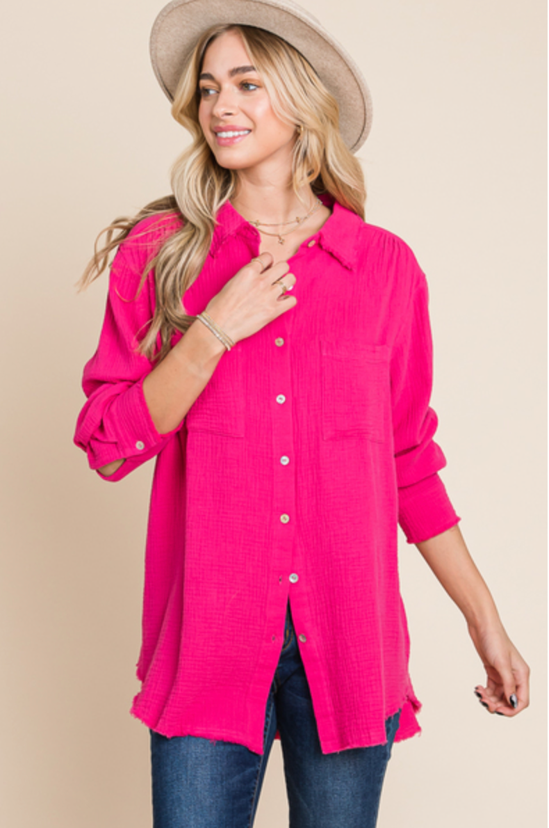 MET YOUR MATCH BUTTON DOWN TOP