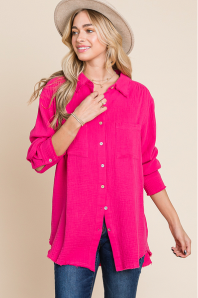 MET YOUR MATCH BUTTON DOWN TOP
