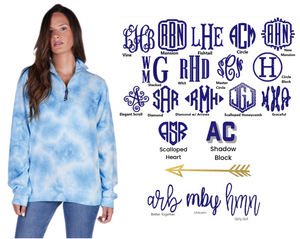 AQUA TIE DYE PULLOVER - FREE EMBROIDERY -  CH ARLES RIVER