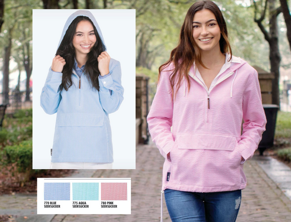 SEERSUCKER HARBOR CHARLES RIVER PULLOVER - WOMENS FIT - FREE EMBROIDERY