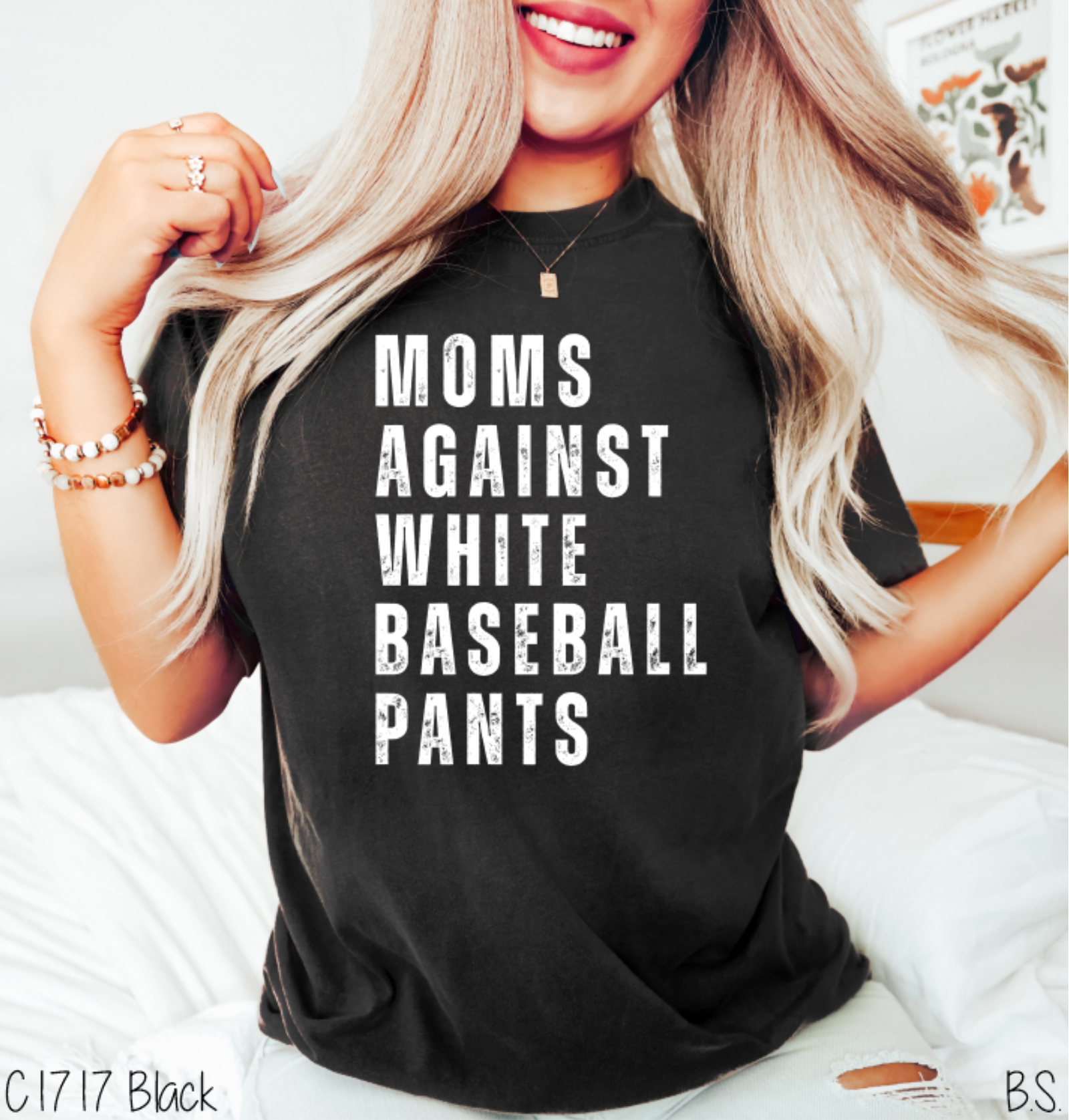 MOMS AGAINST WHITE BASEBALL PANTS