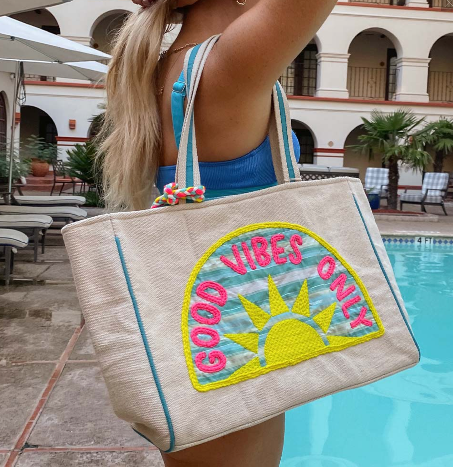 PATCH GOOD VIBES ONLY (2023) SUNSHINE CANVAS WHOLESALE TOTE BAG