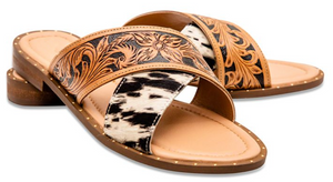 CHAPPY WESTERN HAND TOOLED SANDALS