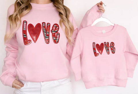 LOVE MOMMY AND ME DOUBLE APPLIQUE SWEATSHIRT