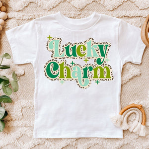 LUCKY CHARM WITH LEOPARD BORDER YOUTH TEE