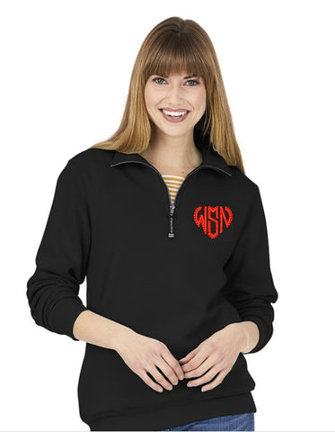 SCALLOPED HEART MONOGRAM CHARLES RIVER QUARTER ZIP PULLOVER **FREE EMBROIDERY***