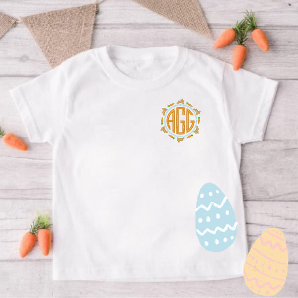 TODDLER OR YOUTH EASTER MONOGRAM EMBROIDERED FRAME TSHIRTS