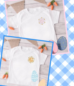 TODDLER OR YOUTH EASTER MONOGRAM EMBROIDERED FRAME TSHIRTS