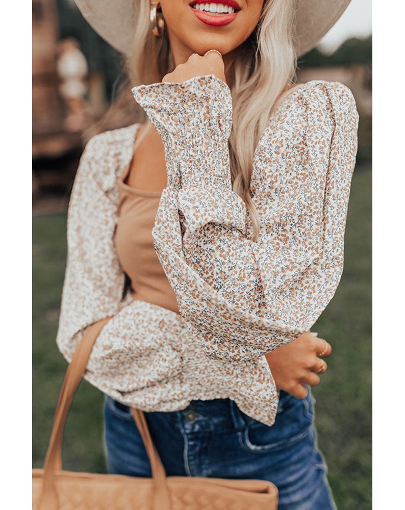 FOREVER YOURS PUFF SLEEVE PATTERNED TOP